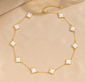 18K Gold plated pearl white clover necklace 💋
