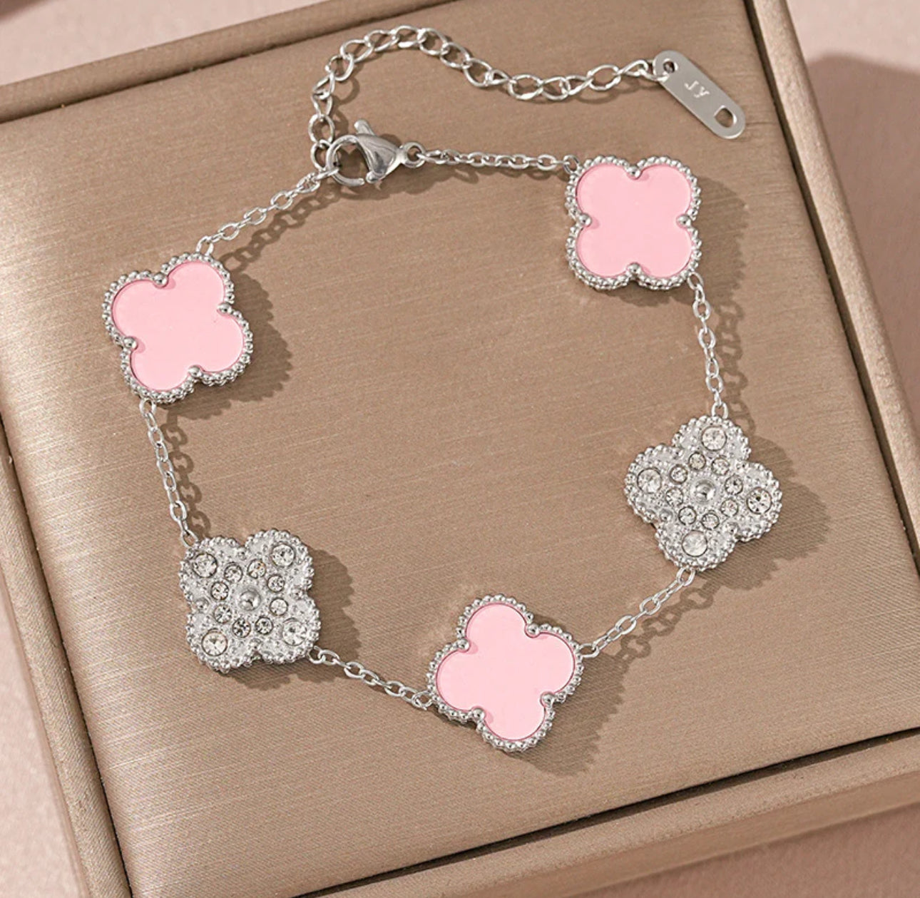 18K Gold plated silver(or gold) clover bracelet with 999 diamond studded shells💋