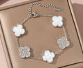 18K Gold plated silver(or gold) clover bracelet with 999 diamond studded shells💋